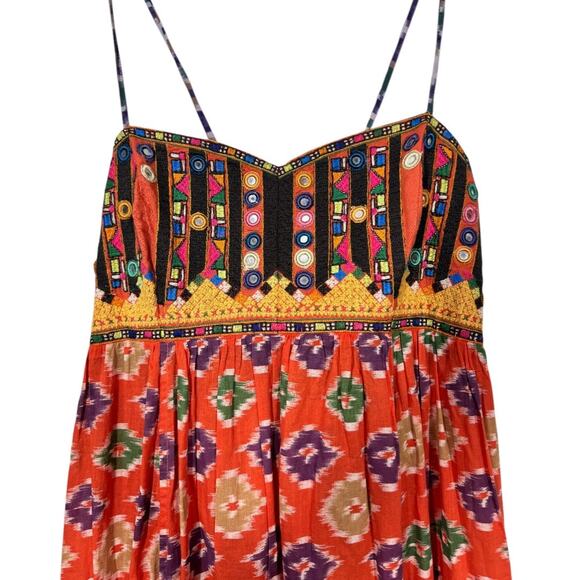 Denim & Supply Ralph Lauren Boho Embellished Maxi Dress Medium Mirrored Tassel - Picture 3 of 8